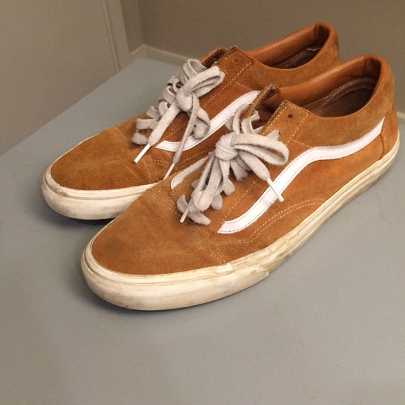 burnt orange slip on vans